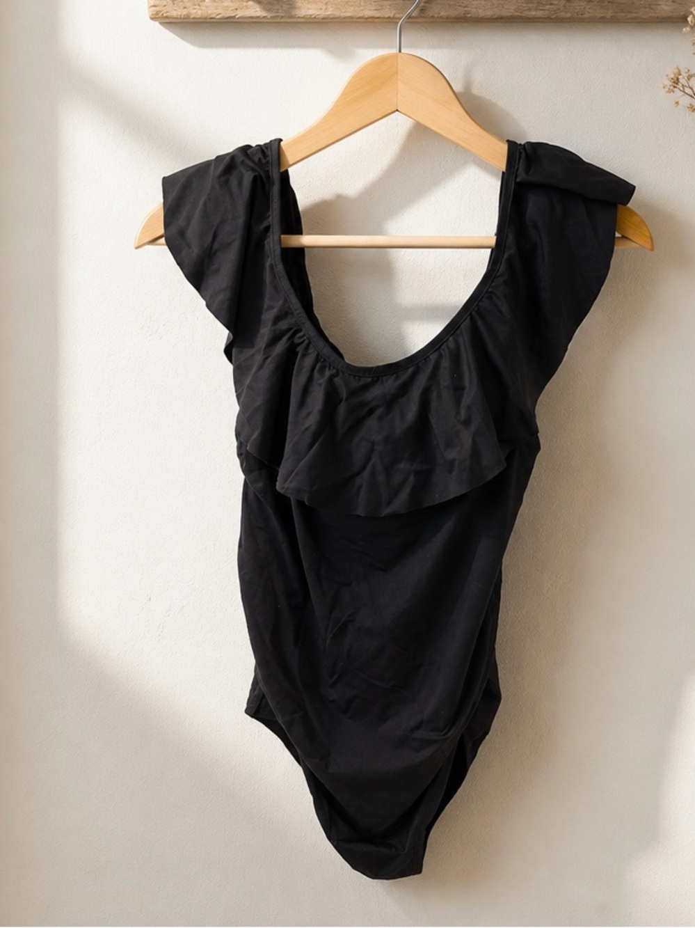 GAP Black Ruffle One-Piece Swimsuit